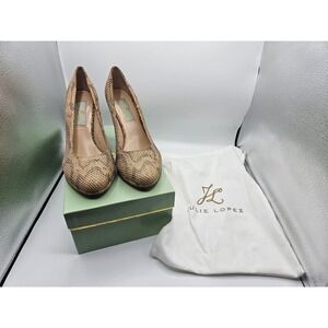 Julie Lopez Women's Nude Python‎ Heels Size 8.5 B Leather Made in Italy